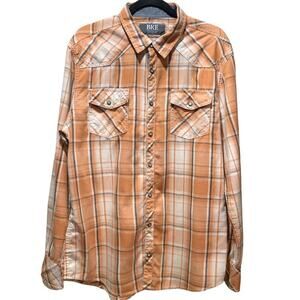 Large bke orange plaid button
